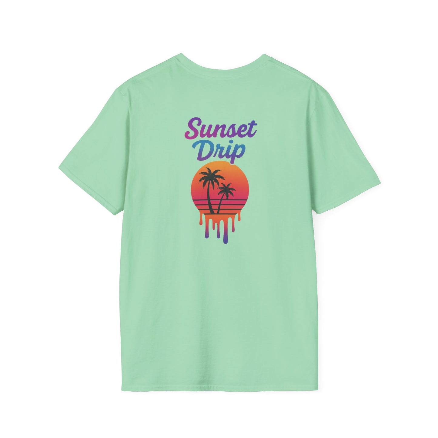 Sunset Drip T-Shirt | Retro Vibe Tee for Summer Adventures, Beachwear, Vacation, Gift Idea, Unisex Softstyle Apparel