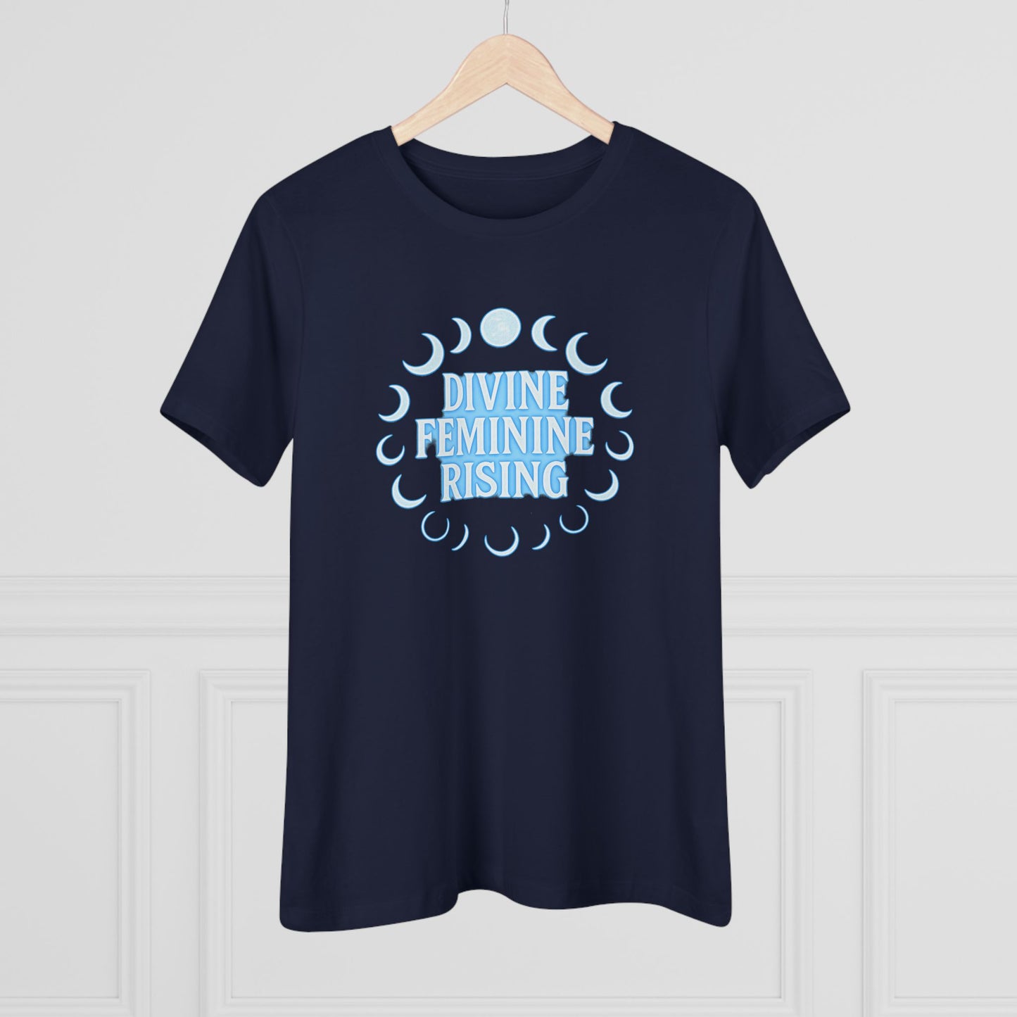Divine Feminine Rising Tee, Women's Cotton Tee, Empowering T-Shirt, Moon Phase Top, Spiritual Gift, Feminist Apparel