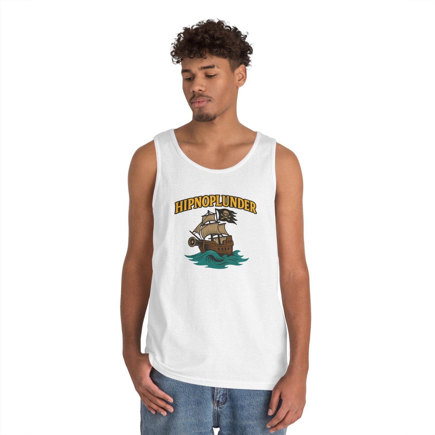 HipnoPlunder Pirate Tank Top | Unisex Cotton Summer Tee, Nautical T-Shirt, Beachwear, Gift for Pirates, Funny Vacation Apparel