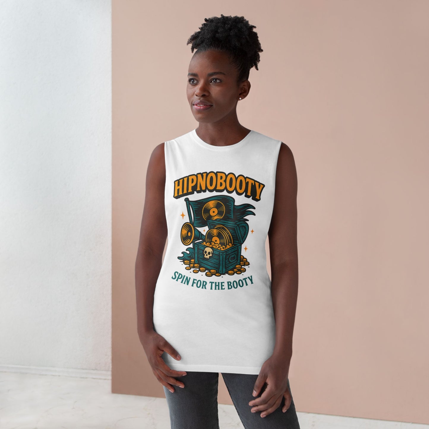 Hipnobooty Summer Unisex Barnard Tank - Fun Music Inspired Tank Top for Festivals, Parties, Beach Days, Gifts