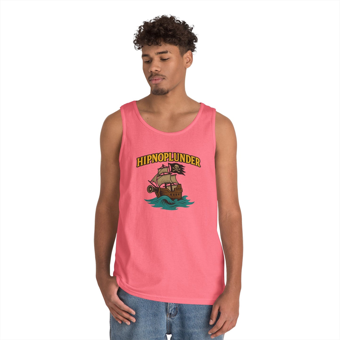 HipnoPlunder Pirate Tank Top | Unisex Cotton Summer Tee, Nautical T-Shirt, Beachwear, Gift for Pirates, Funny Vacation Apparel