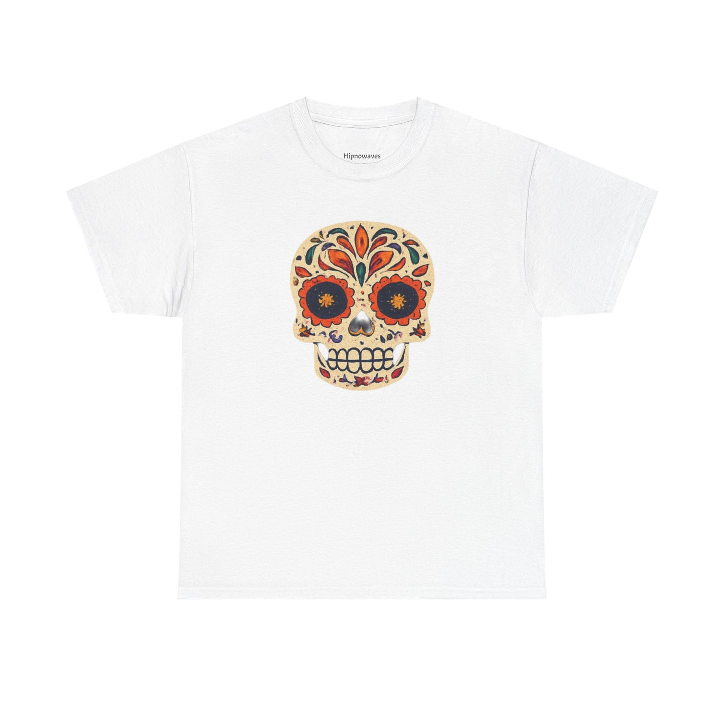 Skull Design Unisex Heavy Cotton Tee, Day of the Dead Shirt, Halloween Apparel, Gift for Him/Her, Casual Wear, Festival T-shirt