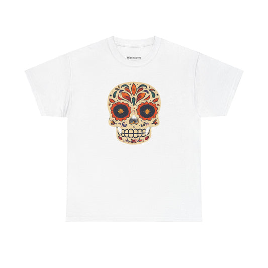 Skull Design Unisex Heavy Cotton Tee, Day of the Dead Shirt, Halloween Apparel, Gift for Him/Her, Casual Wear, Festival T-shirt