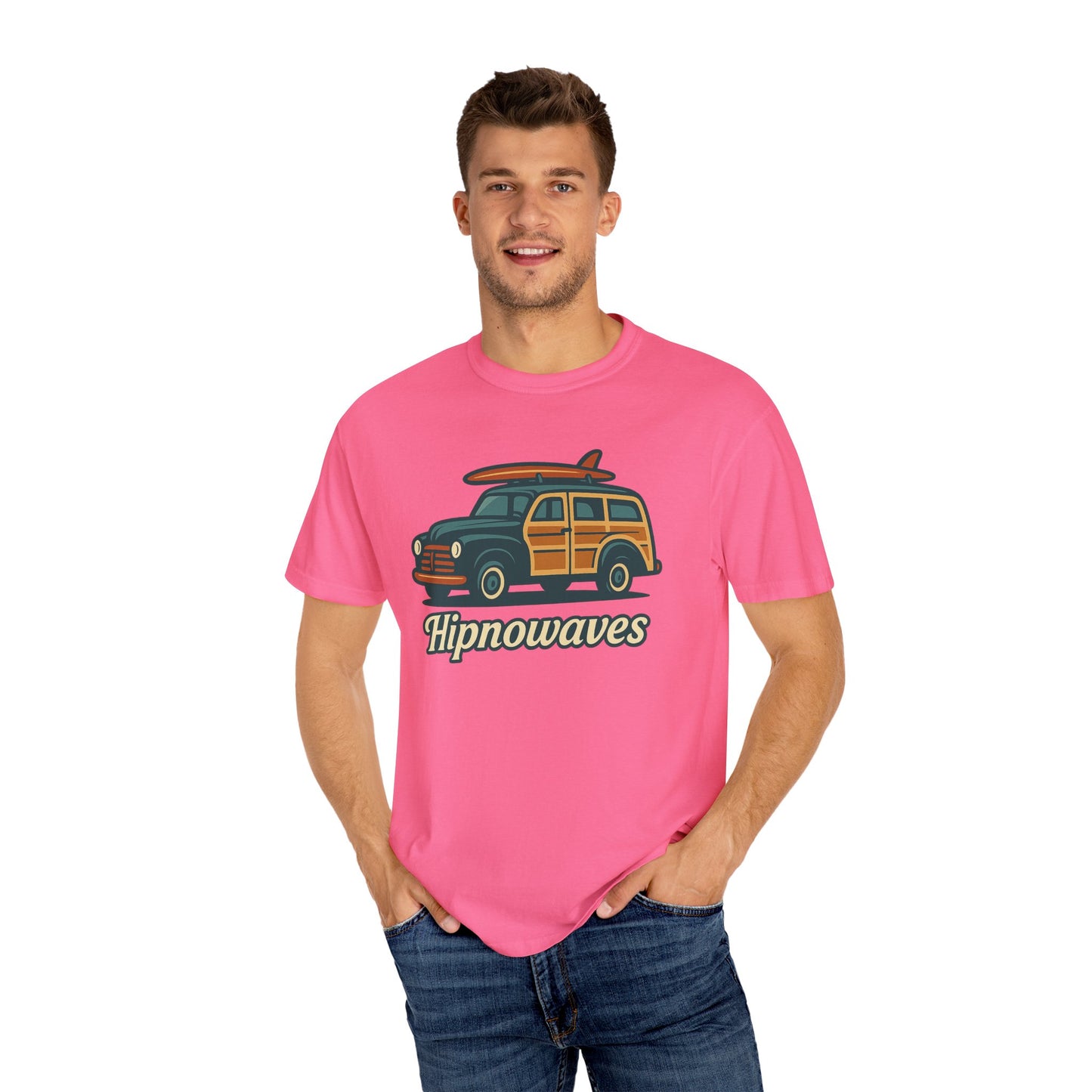 Surf-Inspired Garment-Dyed T-Shirt for Adventure Lovers, Unisex Casual Tee, Beachwear, Summer Vibe, Gift for Surfers