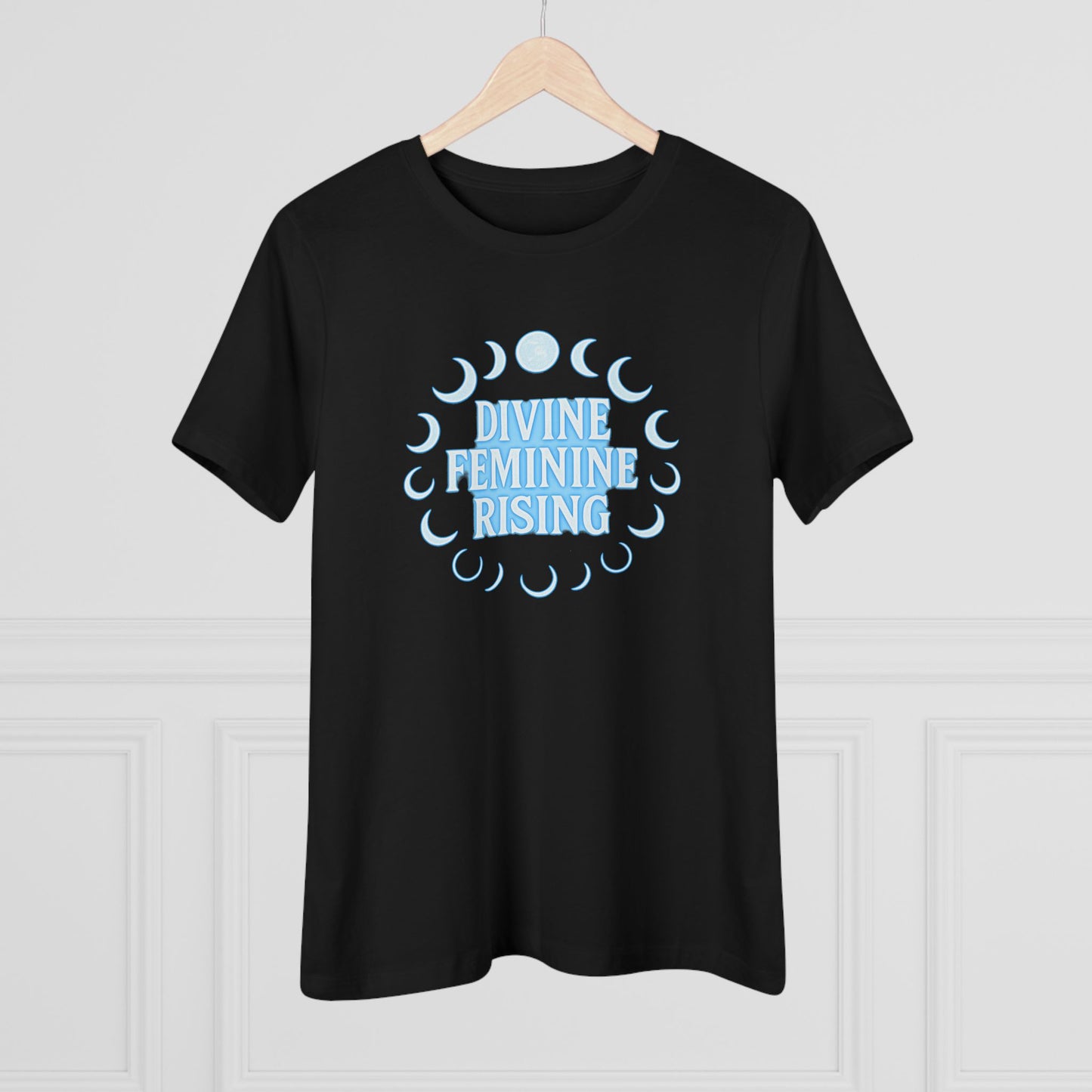 Divine Feminine Rising Tee, Women's Cotton Tee, Empowering T-Shirt, Moon Phase Top, Spiritual Gift, Feminist Apparel