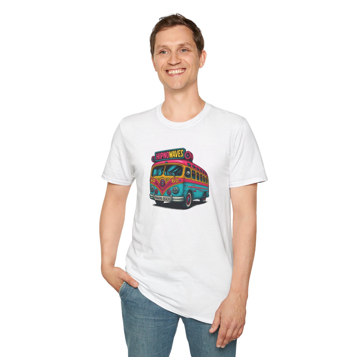Retro Beach Bus T-Shirt, Fun Graphic Tee, Unisex Summer Shirt, Vacation Gift, Hipno Waves Apparel