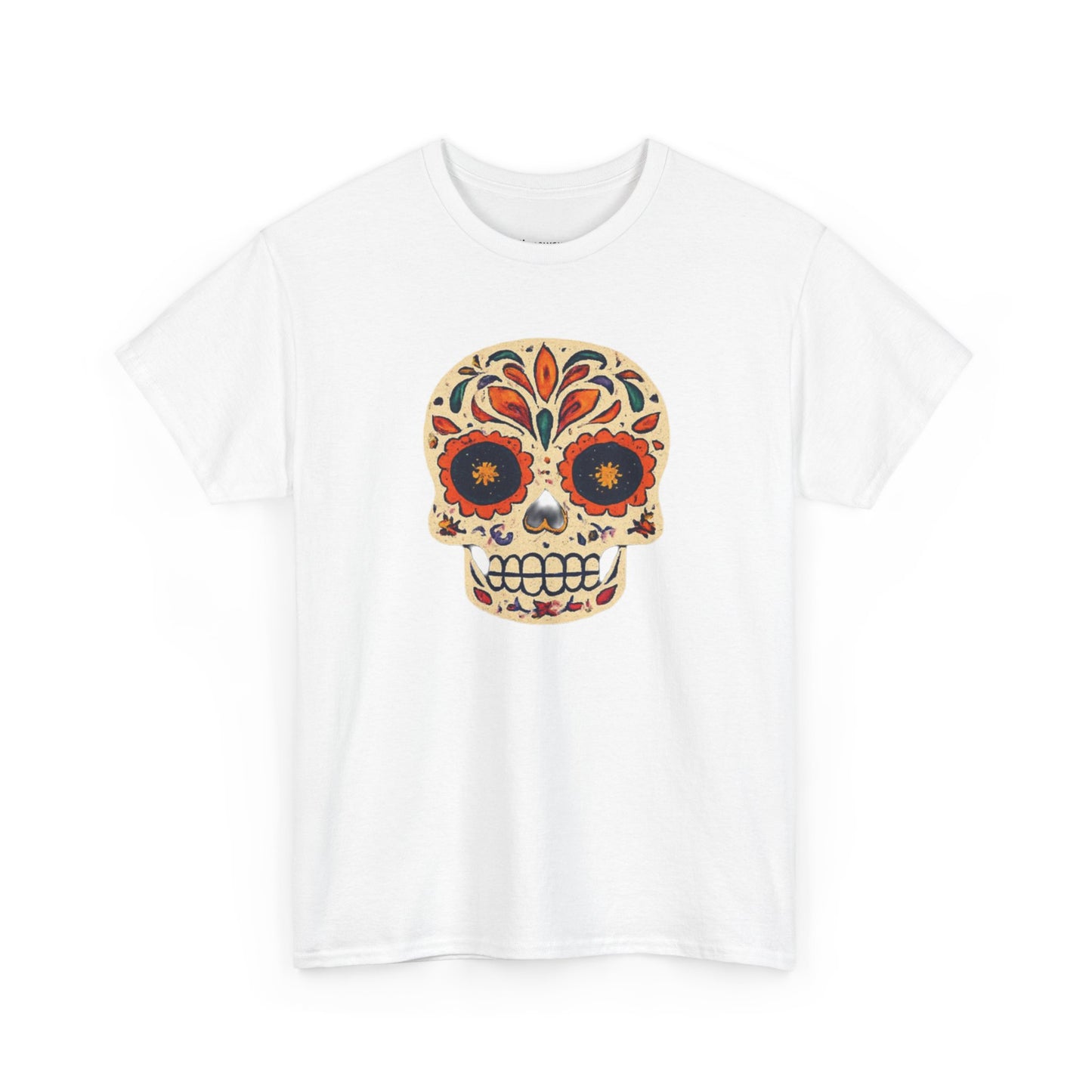 Skull Design Unisex Heavy Cotton Tee, Day of the Dead Shirt, Halloween Apparel, Gift for Him/Her, Casual Wear, Festival T-shirt