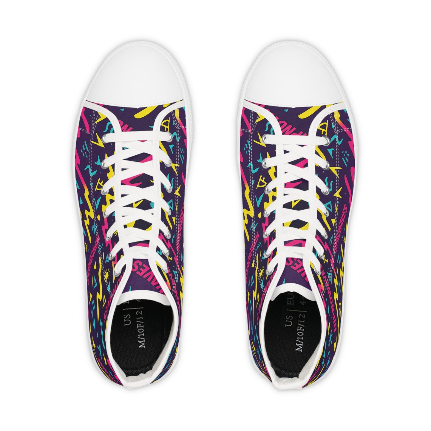 Hipnowaves Trendy High Top Sneakers, Colorful Casual Footwear, Hipster Fashion, Gift for Him, Unique Streetwear Shoes, Stylish Everyday Sneakers