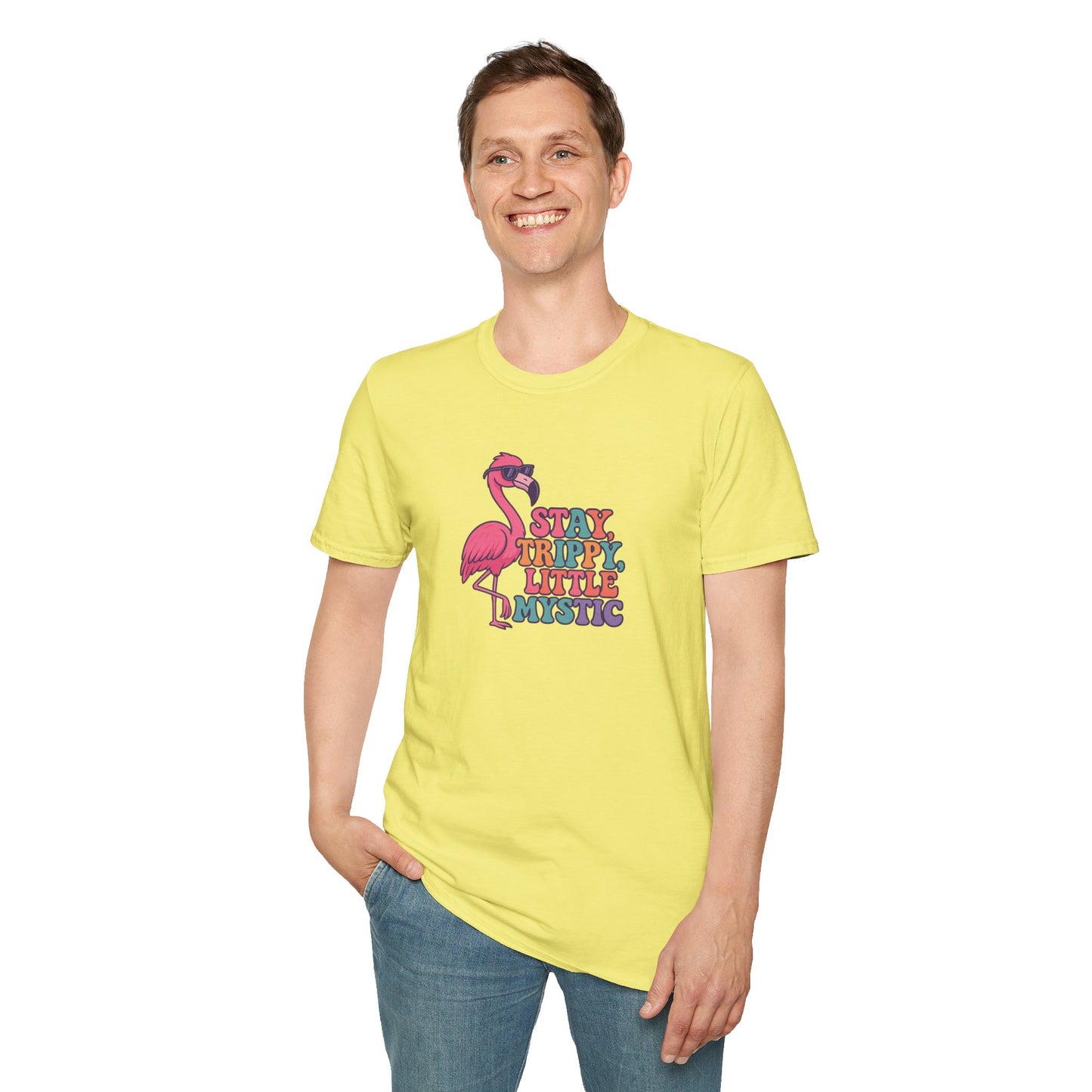 Stay Trippy Little Mystic T-Shirt | Fun Flamingo Tee, Boho Vibes, Summer Style, Gift for Her, Chill Outwear, Festival Apparel
