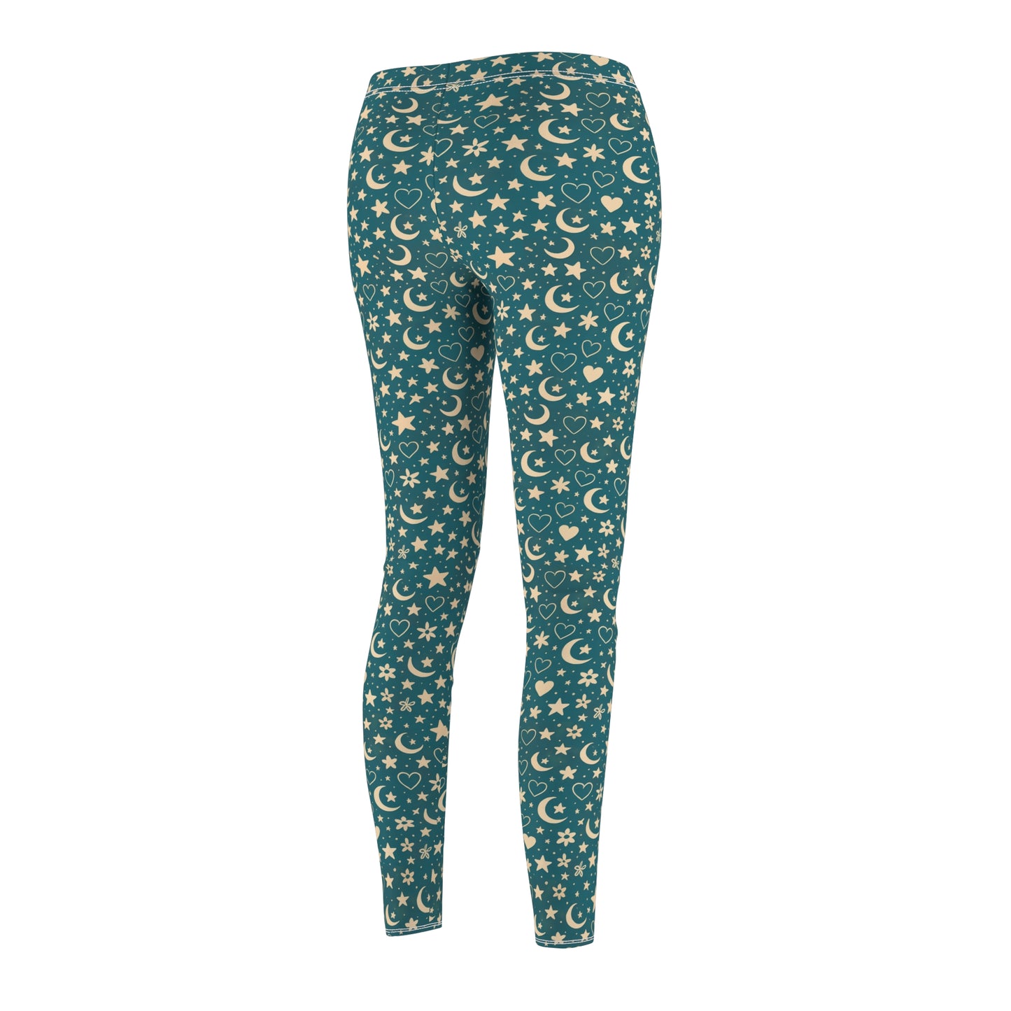 Hipnowaves Celestial Pattern Women's Leggings, Comfortable Yoga Pants, Star & Moon Print, Casual Wear, Gift for Her, Festival Attire, Everyday Comfort