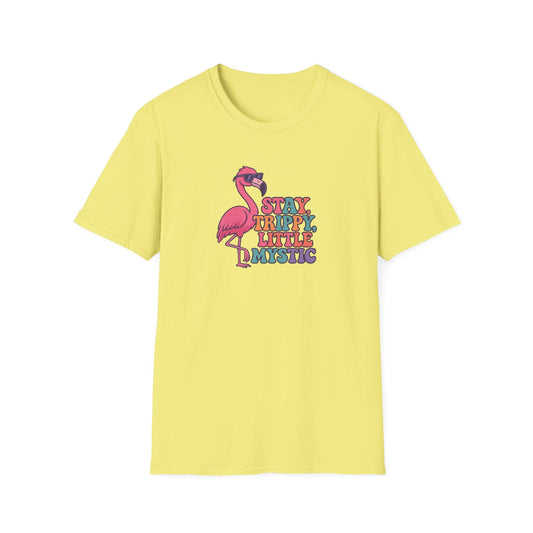 Stay Trippy Little Mystic T-Shirt | Fun Flamingo Tee, Boho Vibes, Summer Style, Gift for Her, Chill Outwear, Festival Apparel