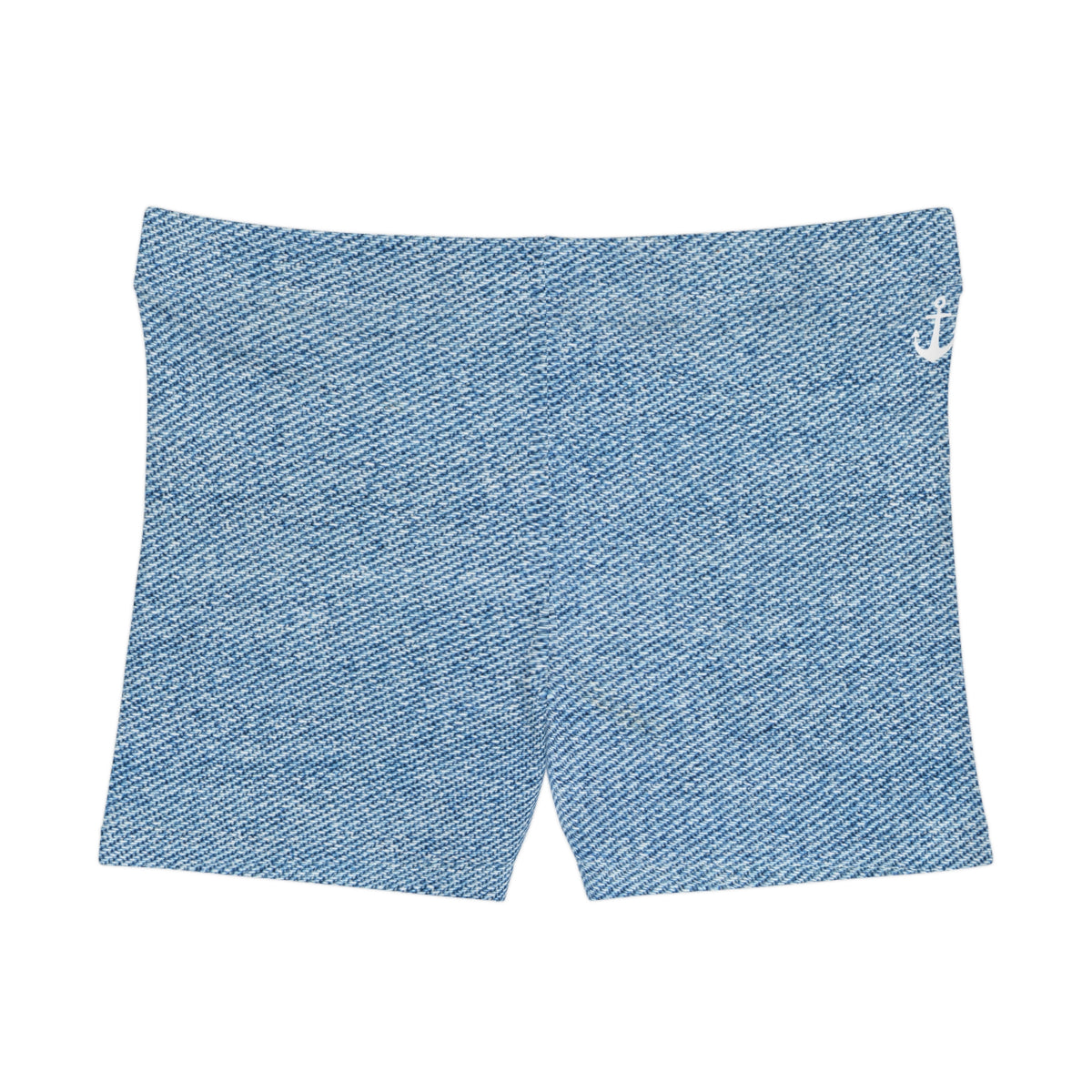 Denim Print Women's Shorts — Nautical Anchor Accent