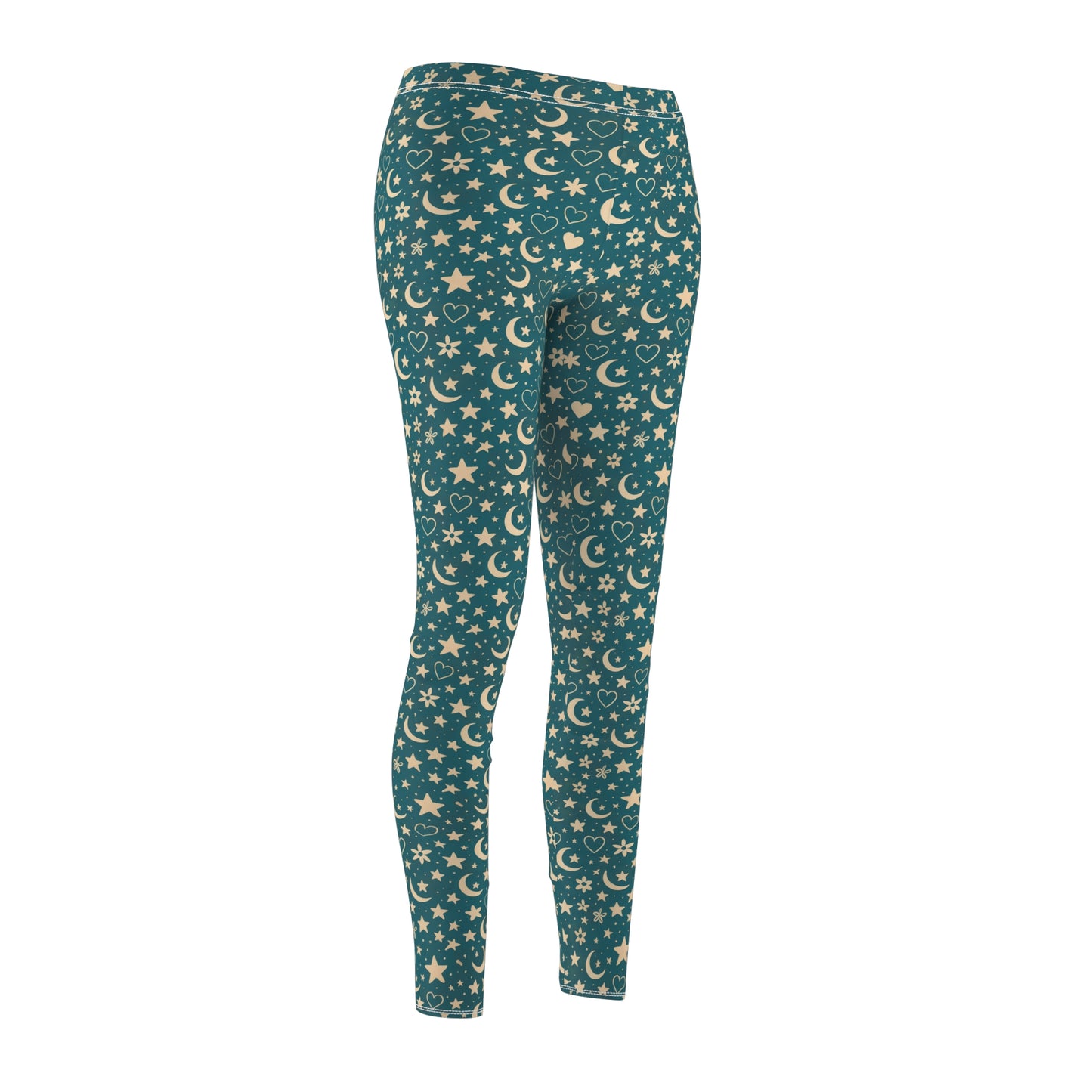 Hipnowaves Celestial Pattern Women's Leggings, Comfortable Yoga Pants, Star & Moon Print, Casual Wear, Gift for Her, Festival Attire, Everyday Comfort