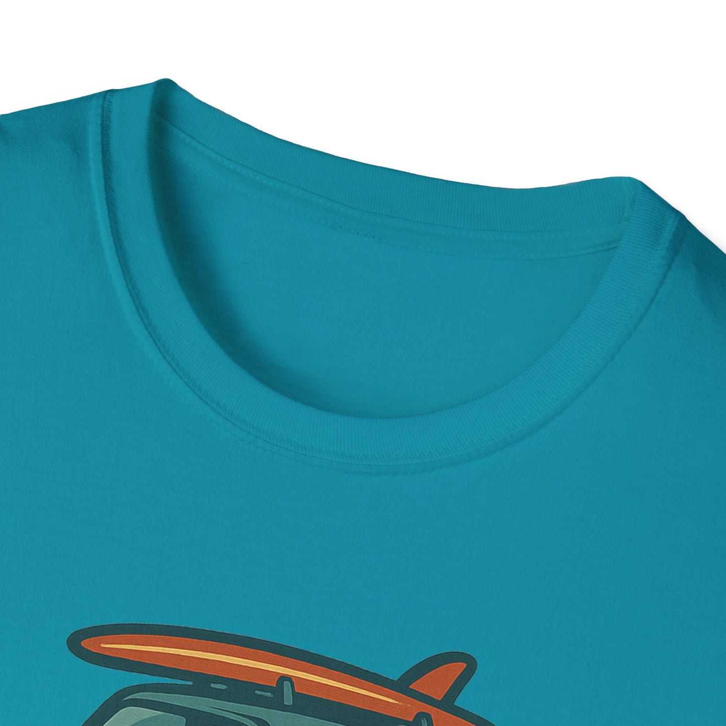 Retro Surf Vibes Unisex Softstyle T-Shirt, Beachwear, Vacation Tee, Gift for Surf Lovers, Summer Style, Cool Graphics Shirt