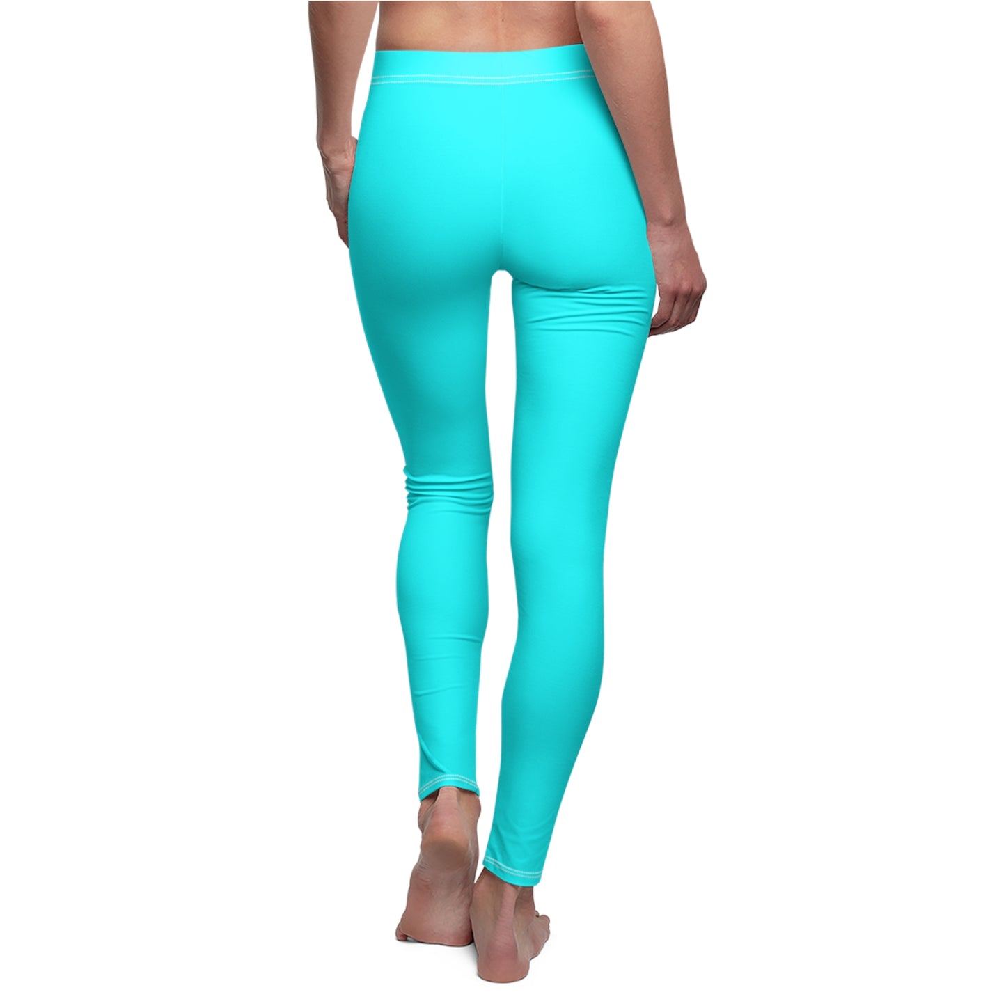 Turquoise Women's Casual Leggings — All-Over Print Stretch Leggings