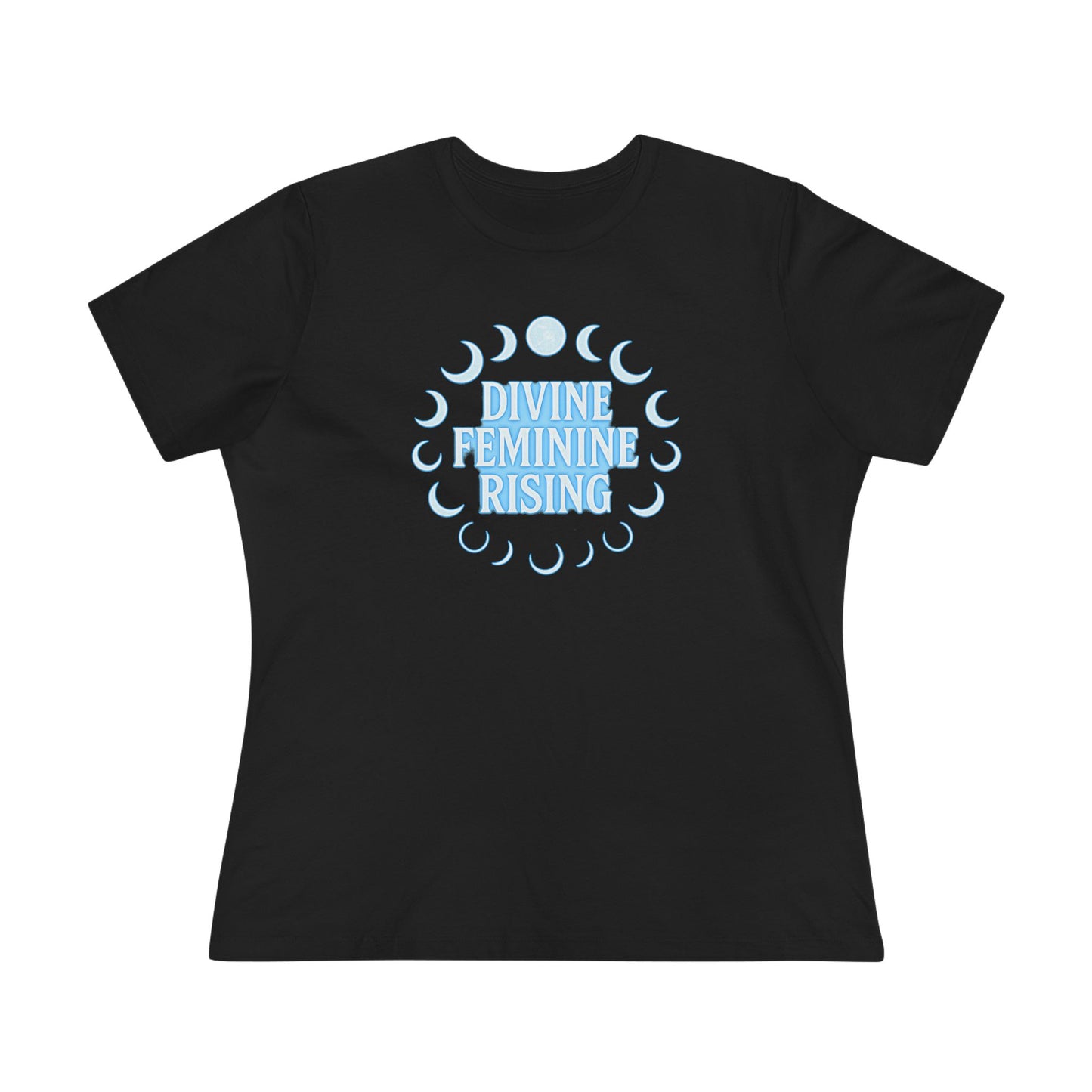 Divine Feminine Rising Tee, Women's Cotton Tee, Empowering T-Shirt, Moon Phase Top, Spiritual Gift, Feminist Apparel