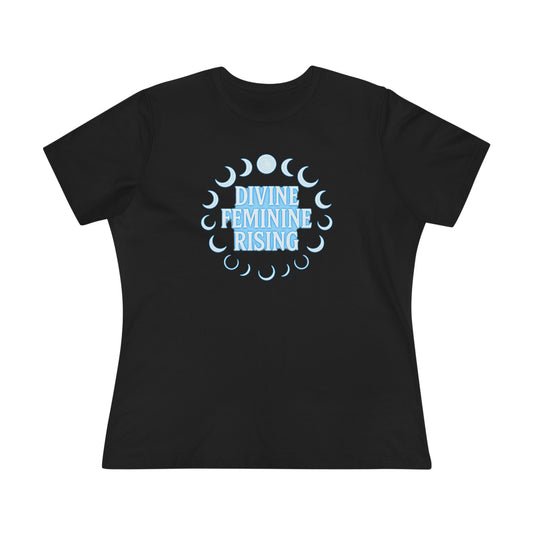 Divine Feminine Rising Tee, Women's Cotton Tee, Empowering T-Shirt, Moon Phase Top, Spiritual Gift, Feminist Apparel