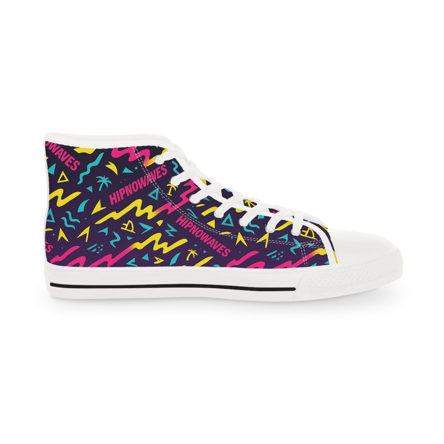 Hipnowaves Trendy High Top Sneakers, Colorful Casual Footwear, Hipster Fashion, Gift for Him, Unique Streetwear Shoes, Stylish Everyday Sneakers