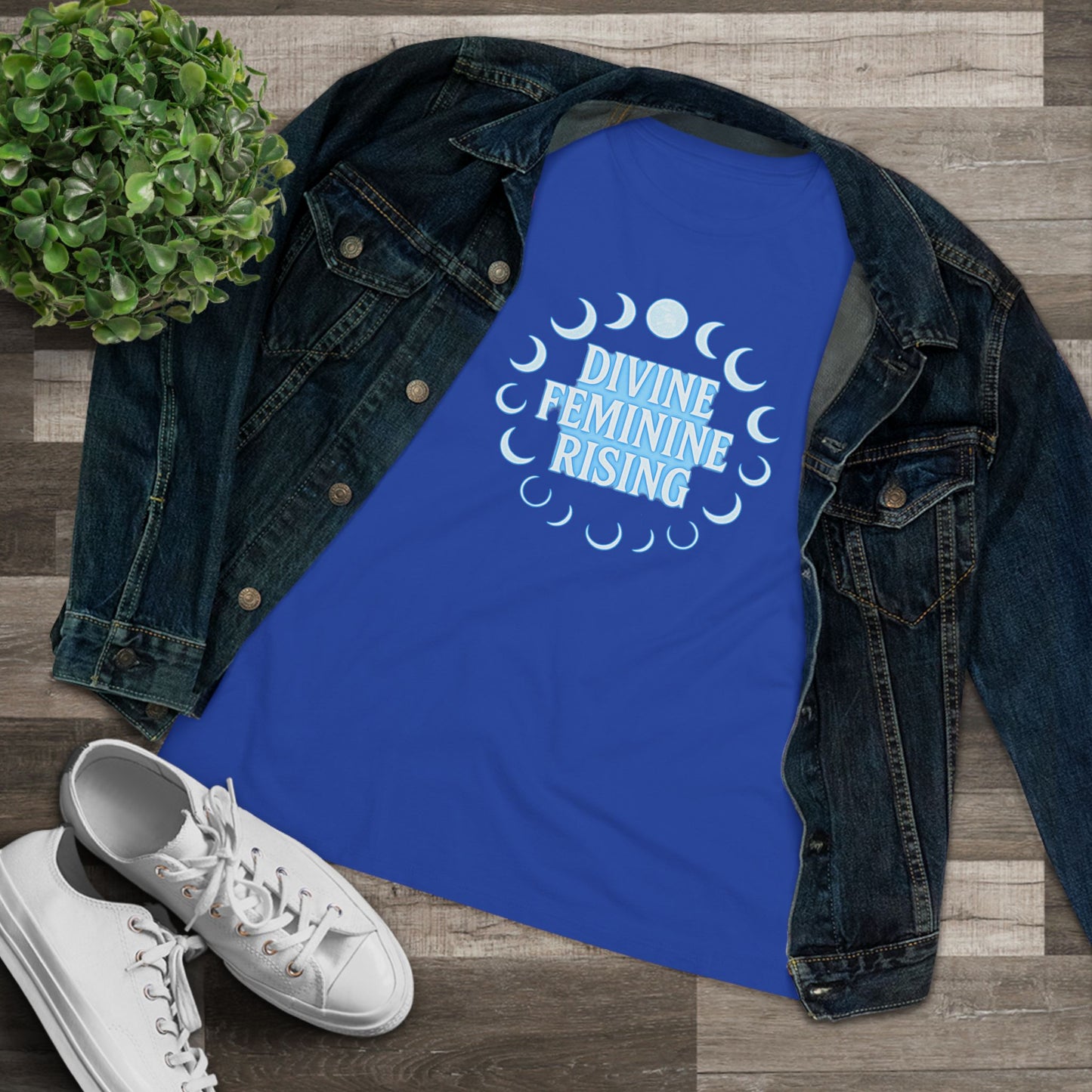 Divine Feminine Rising Tee, Women's Cotton Tee, Empowering T-Shirt, Moon Phase Top, Spiritual Gift, Feminist Apparel