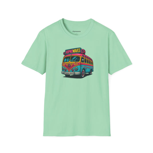 Retro Beach Bus T-Shirt, Fun Graphic Tee, Unisex Summer Shirt, Vacation Gift, Hipno Waves Apparel