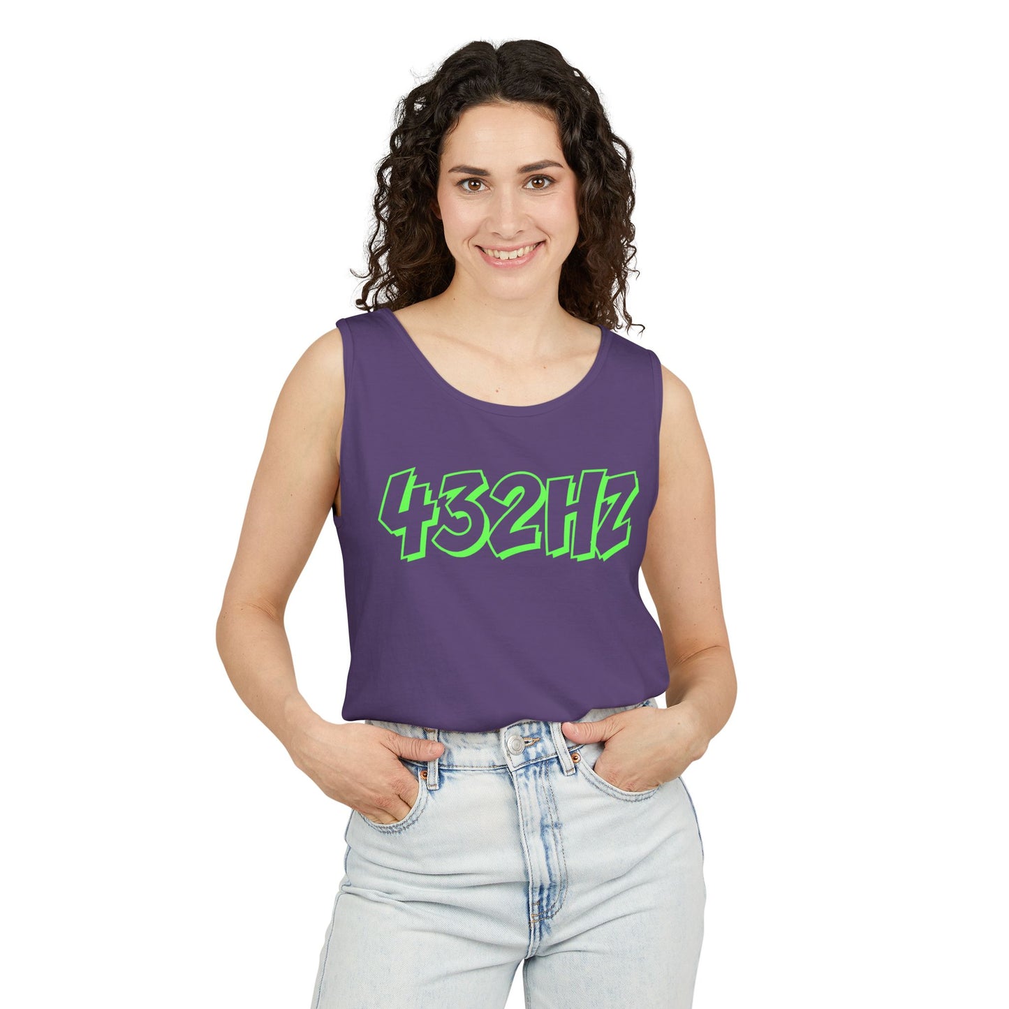 432HZ Unisex Garment-Dyed Tank Top, Relaxed Summer Wear, Music Lover Gift, Festival Outfit, Mindfulness Apparel, Unisex Top