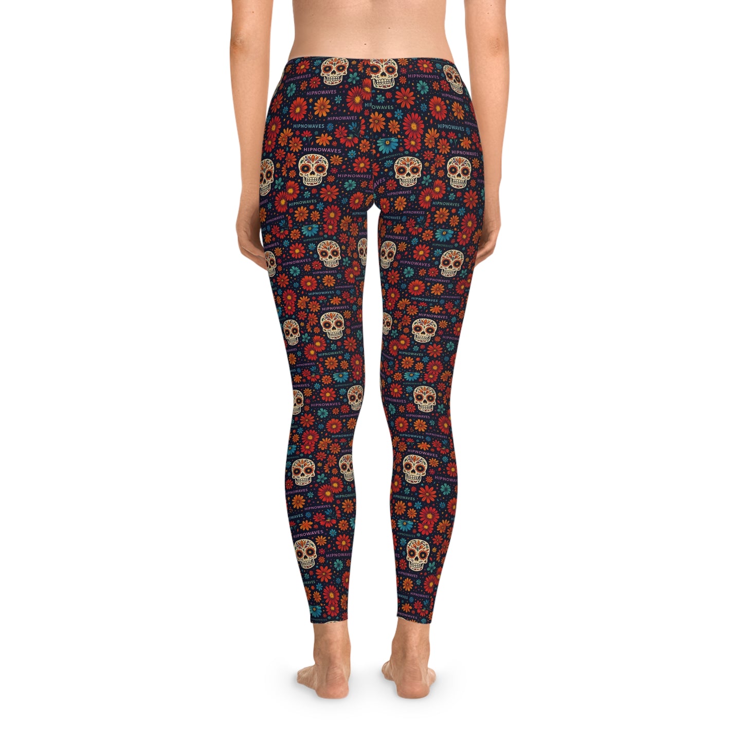 Colorful Skull Pattern Stretchy Leggings, Comfortable Exercise Wear, Halloween Outfit, Yoga Pants, Festival Clothing