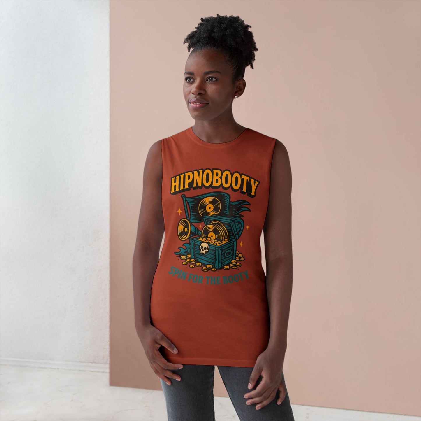 Hipnobooty Summer Unisex Barnard Tank - Fun Music Inspired Tank Top for Festivals, Parties, Beach Days, Gifts