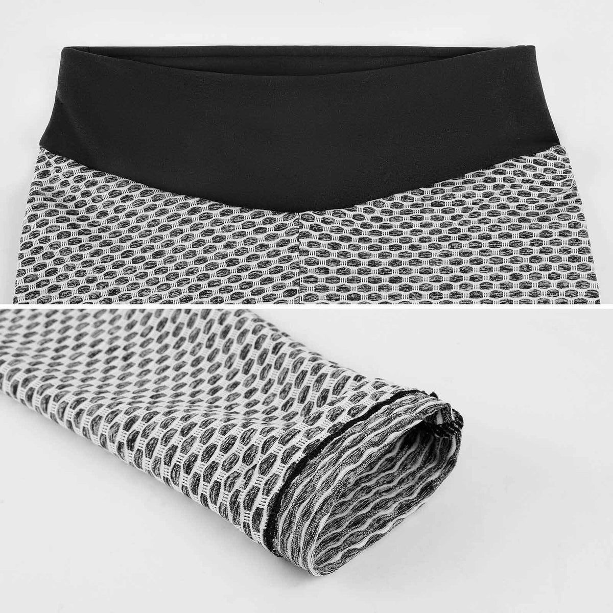 Black Honeycomb Textured Yoga Pants for Women