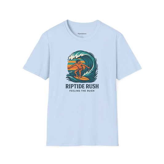 Unisex Surfing T-Shirt - Riptide Rush, Beachwear, Casual Apparel, Gift for Surfers, Summer Vibe