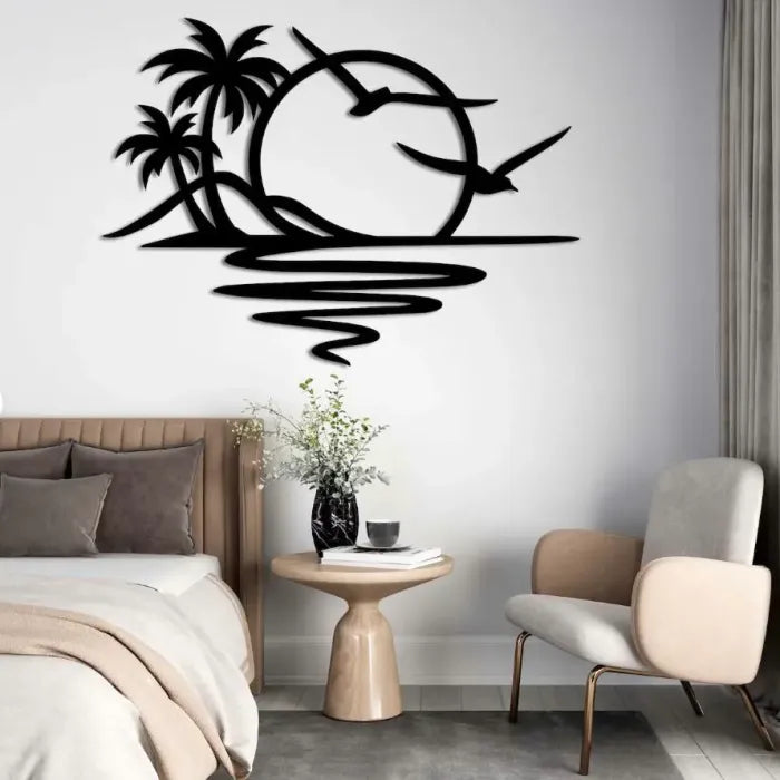 Tropical Sunset Wall Art | Coastal Beach Decor