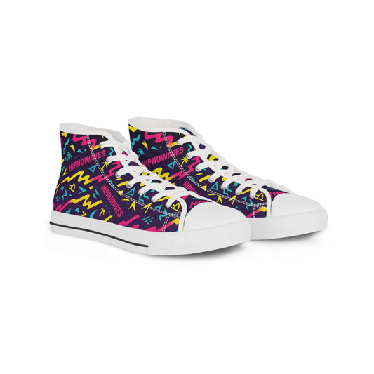 Hipnowaves Trendy High Top Sneakers, Colorful Casual Footwear, Hipster Fashion, Gift for Him, Unique Streetwear Shoes, Stylish Everyday Sneakers