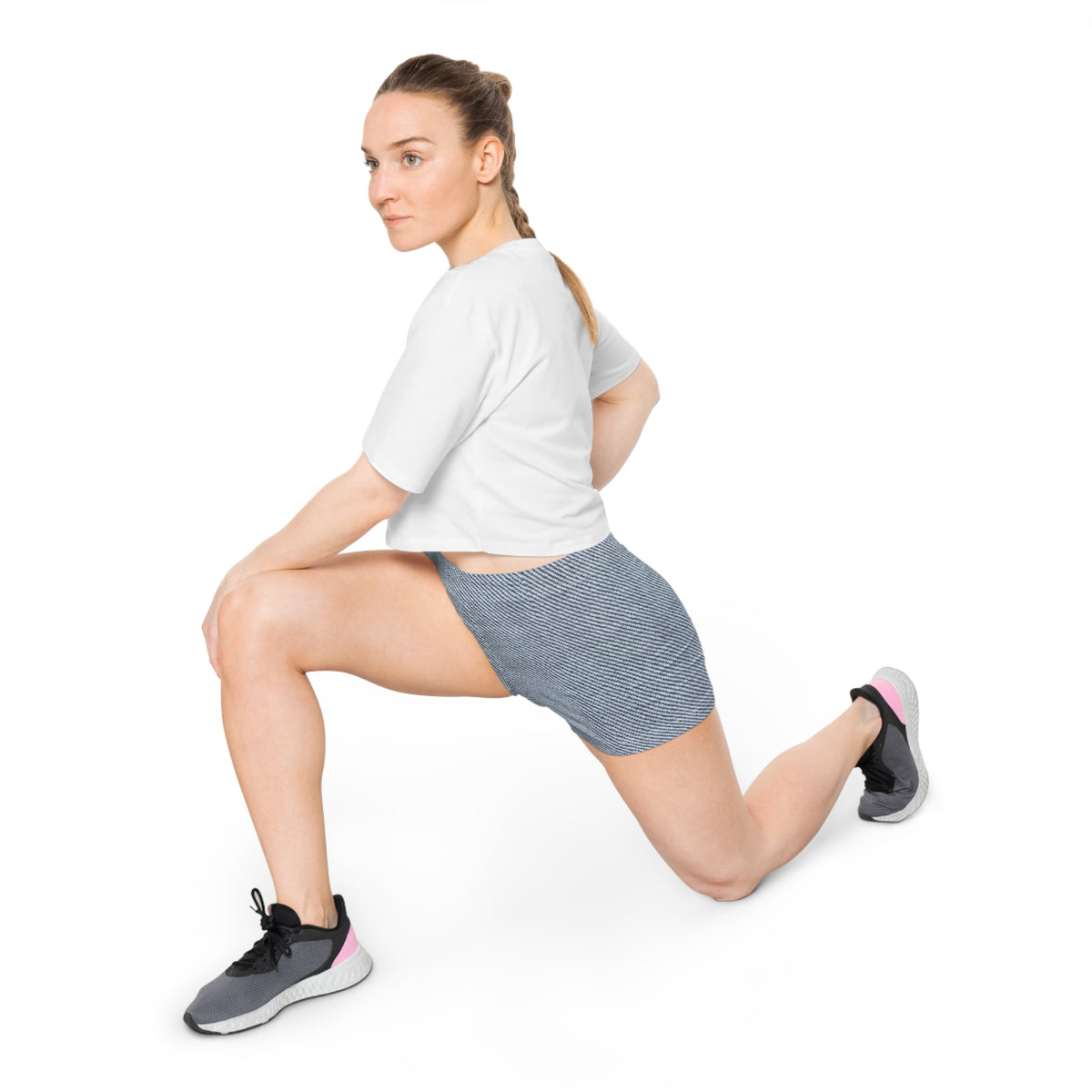 Denim-Stripe Women's AOP Shorts — Casual Summer Lounge & Beachwear