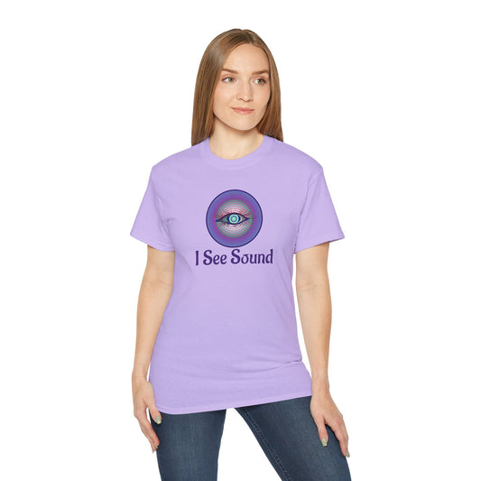 Vibrant Graphic T-Shirt, I See Sound Tee, Unisex Cotton Top, Music Lover Gift, Festival Wear, Colorful Casual Wear