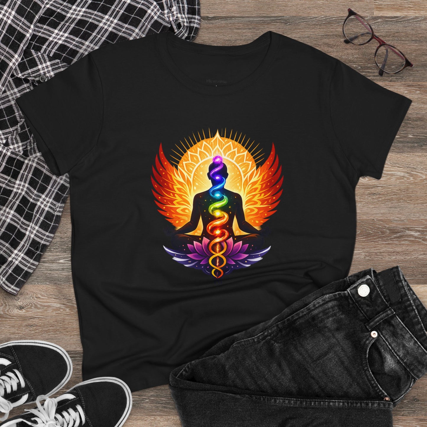 Chakra Meditation Tee — Rainbow Yoga Lotus Shirt