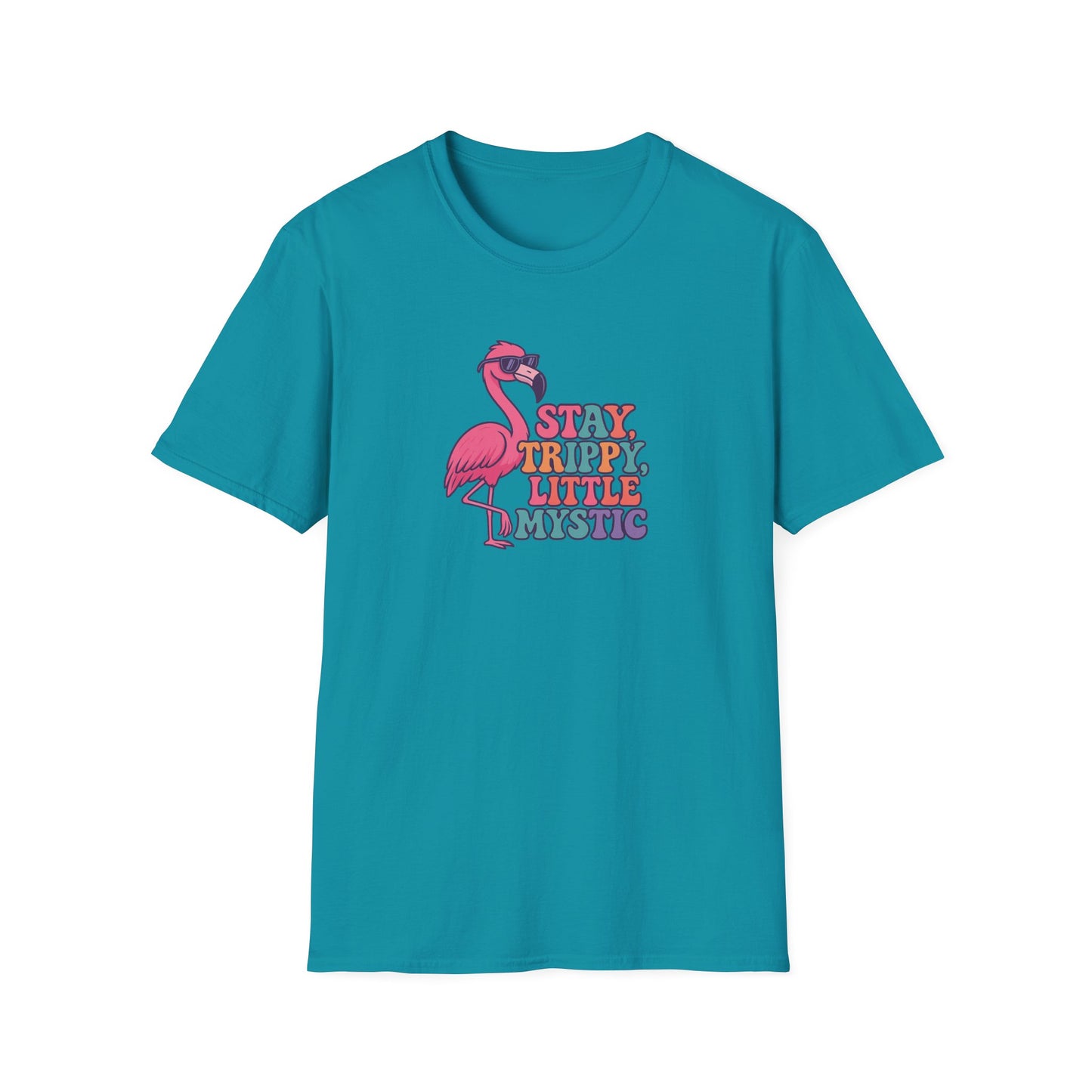 Stay Trippy Little Mystic T-Shirt | Fun Flamingo Tee, Boho Vibes, Summer Style, Gift for Her, Chill Outwear, Festival Apparel