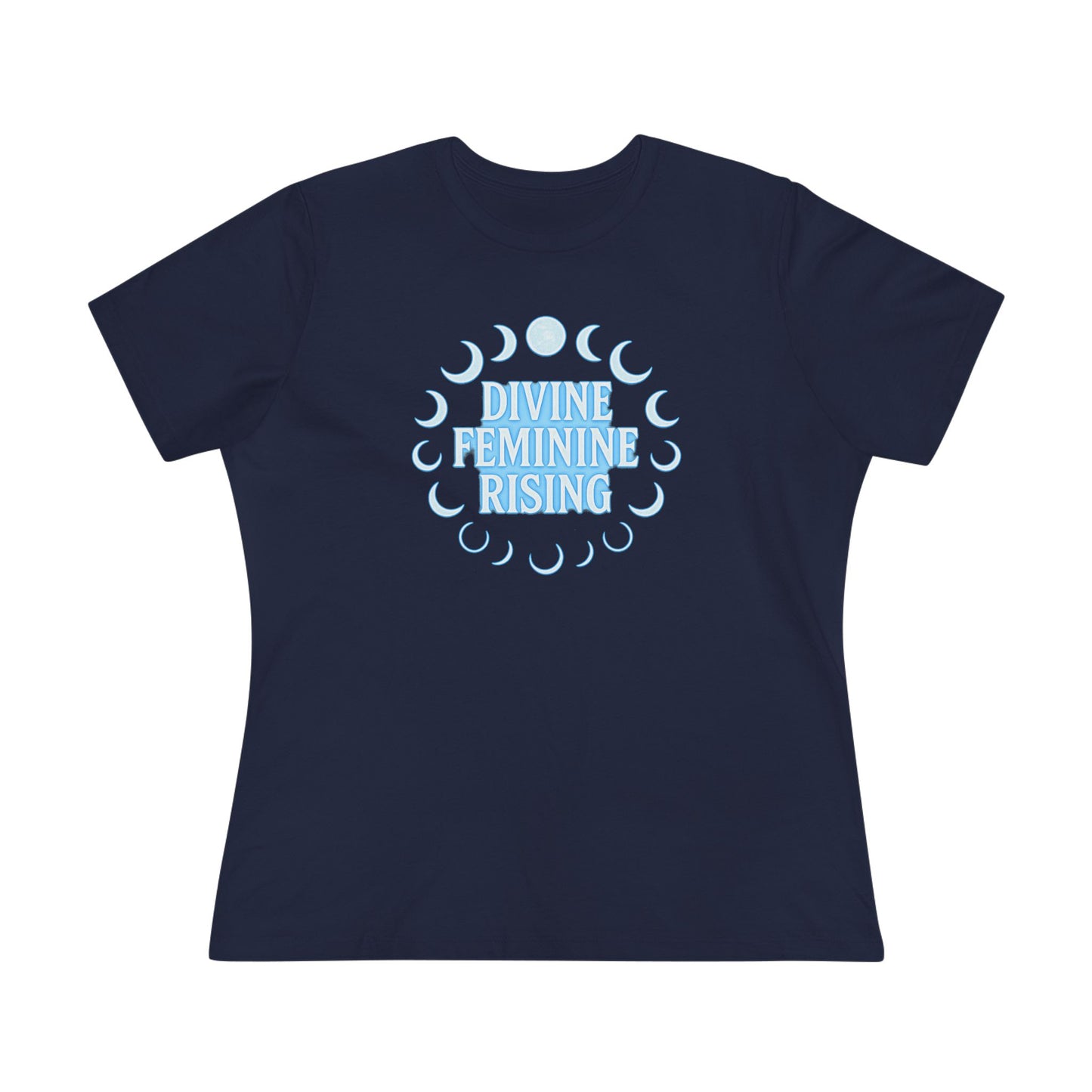 Divine Feminine Rising Tee, Women's Cotton Tee, Empowering T-Shirt, Moon Phase Top, Spiritual Gift, Feminist Apparel