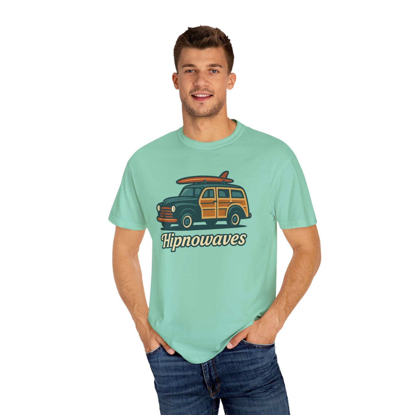 Surf-Inspired Garment-Dyed T-Shirt for Adventure Lovers, Unisex Casual Tee, Beachwear, Summer Vibe, Gift for Surfers