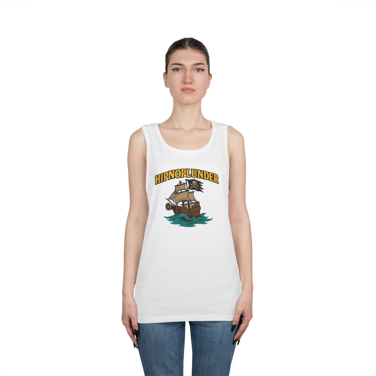 HipnoPlunder Pirate Tank Top | Unisex Cotton Summer Tee, Nautical T-Shirt, Beachwear, Gift for Pirates, Funny Vacation Apparel