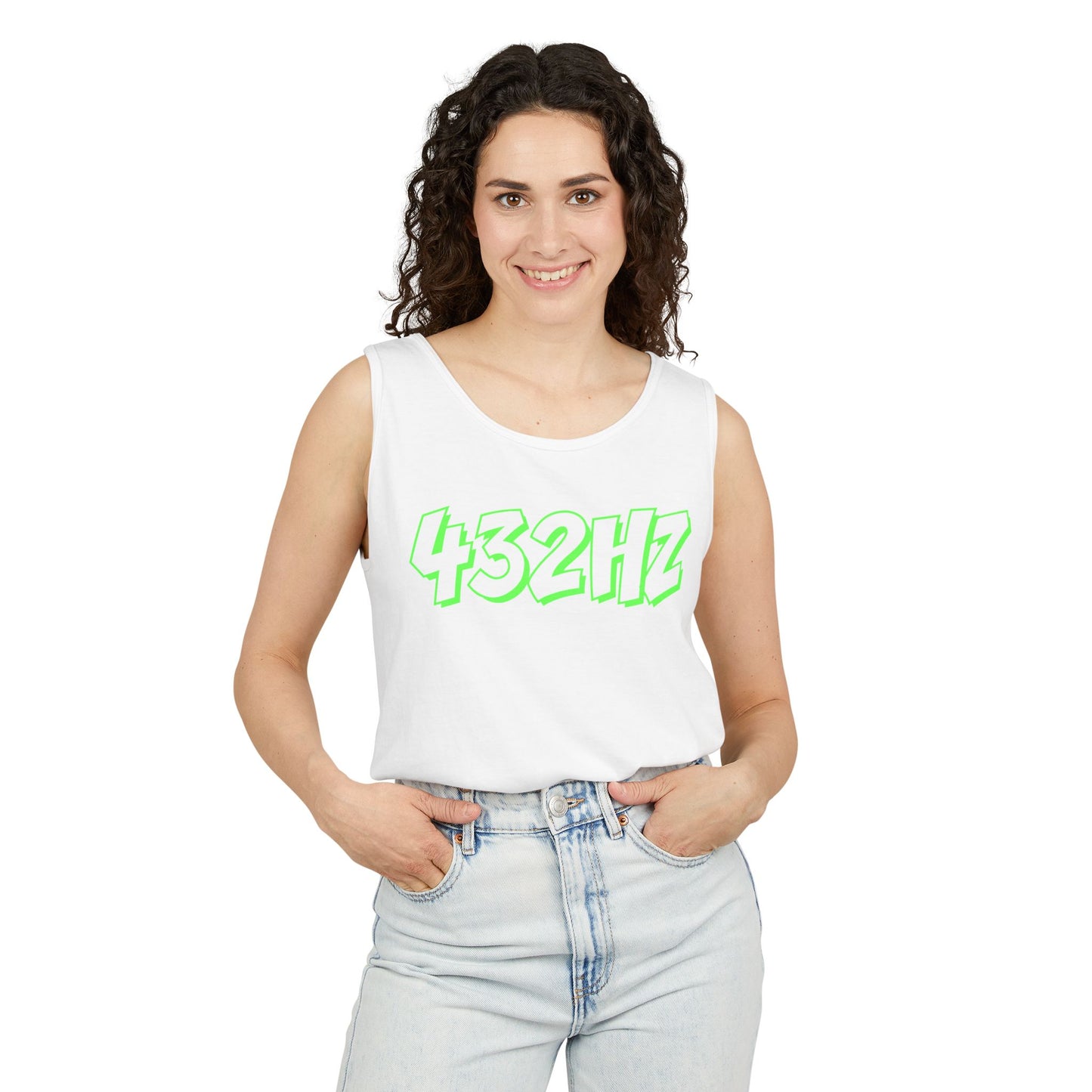 432HZ Unisex Garment-Dyed Tank Top, Relaxed Summer Wear, Music Lover Gift, Festival Outfit, Mindfulness Apparel, Unisex Top