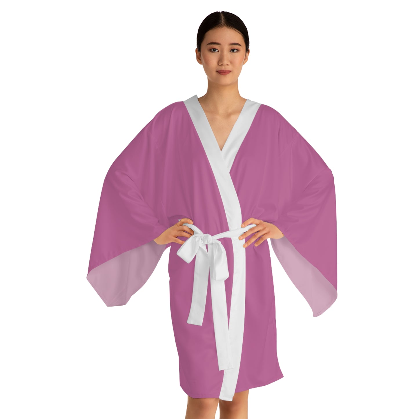 Wifey Kimono Robe — Pink Long Sleeve Bridal Lounge Wrap