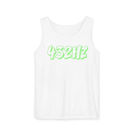 432HZ Unisex Garment-Dyed Tank Top, Relaxed Summer Wear, Music Lover Gift, Festival Outfit, Mindfulness Apparel, Unisex Top