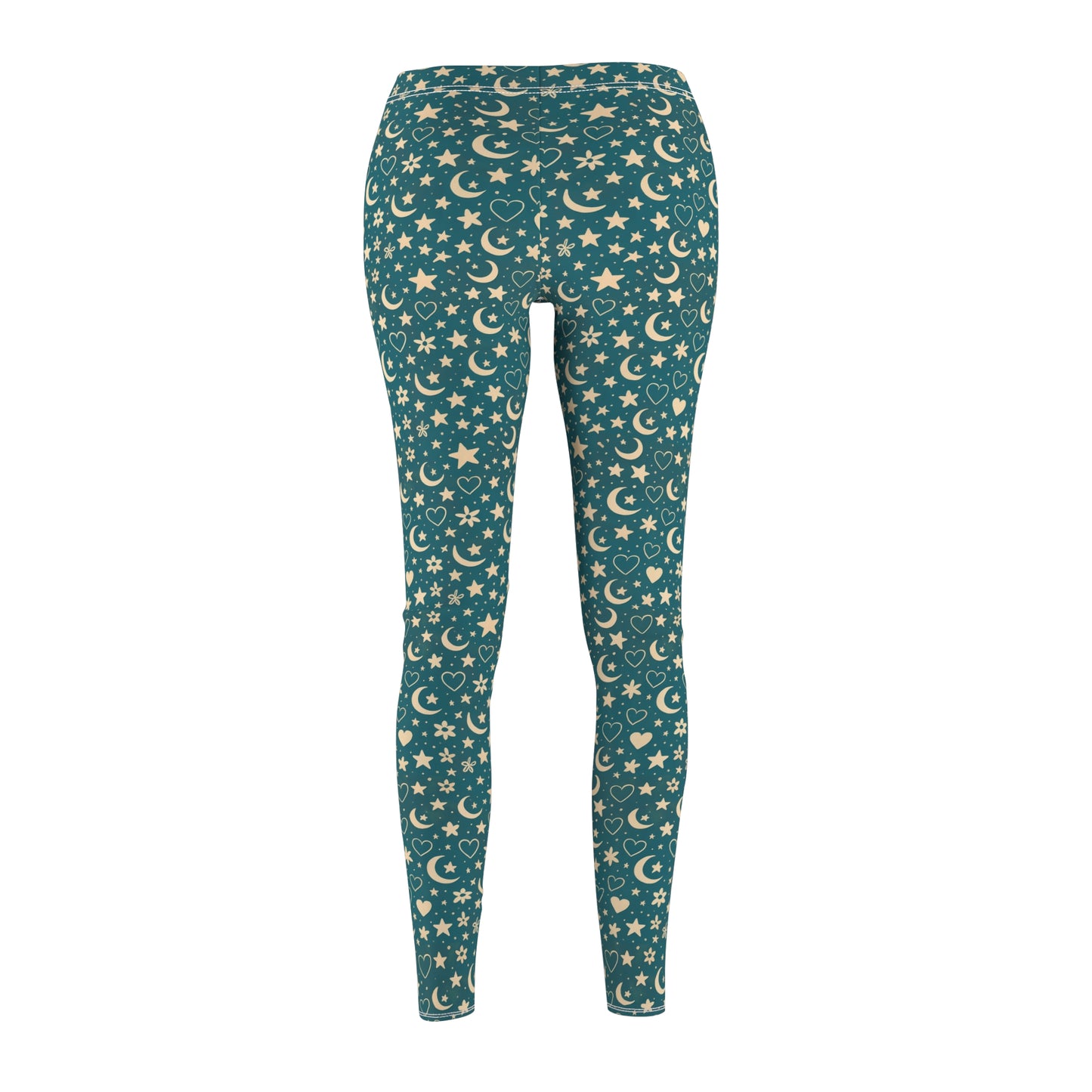 Hipnowaves Celestial Pattern Women's Leggings, Comfortable Yoga Pants, Star & Moon Print, Casual Wear, Gift for Her, Festival Attire, Everyday Comfort