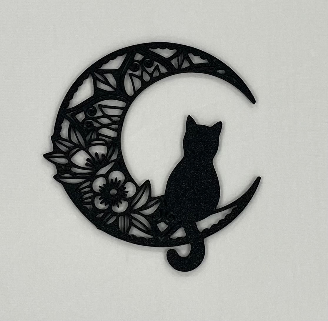 3D Printed Cat Moon Wall Art