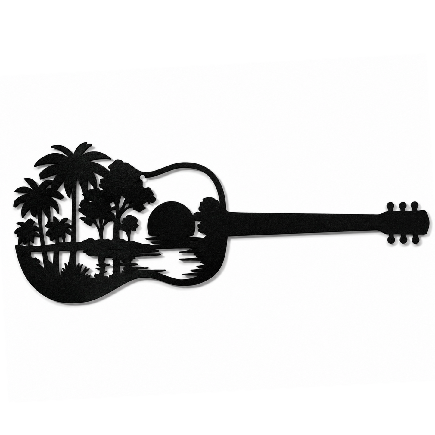 Tropical Guitar Sunset Wall Art – Coastal Music Décor
