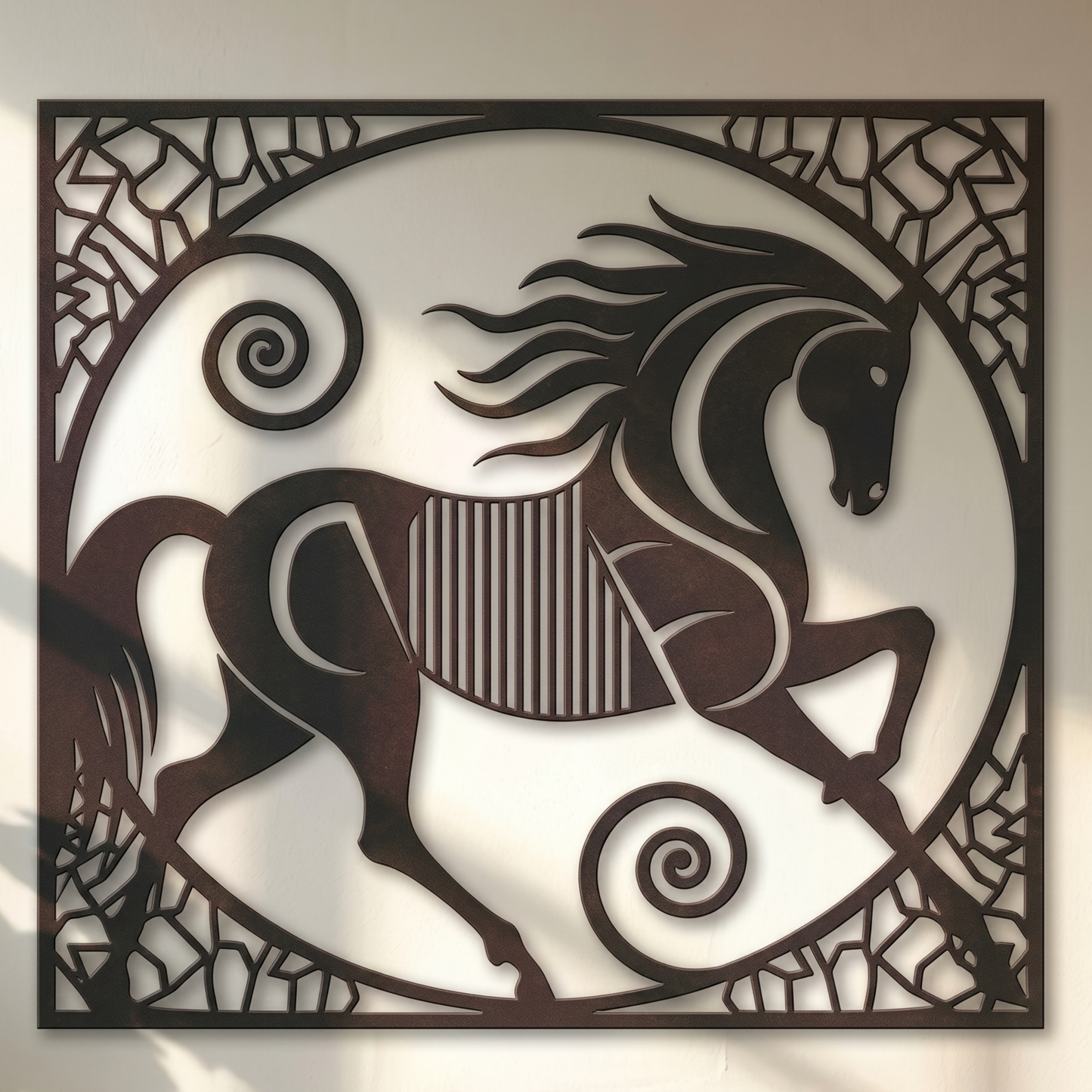 Running Horse Wall Art | Black 3D Printed Wall Decor