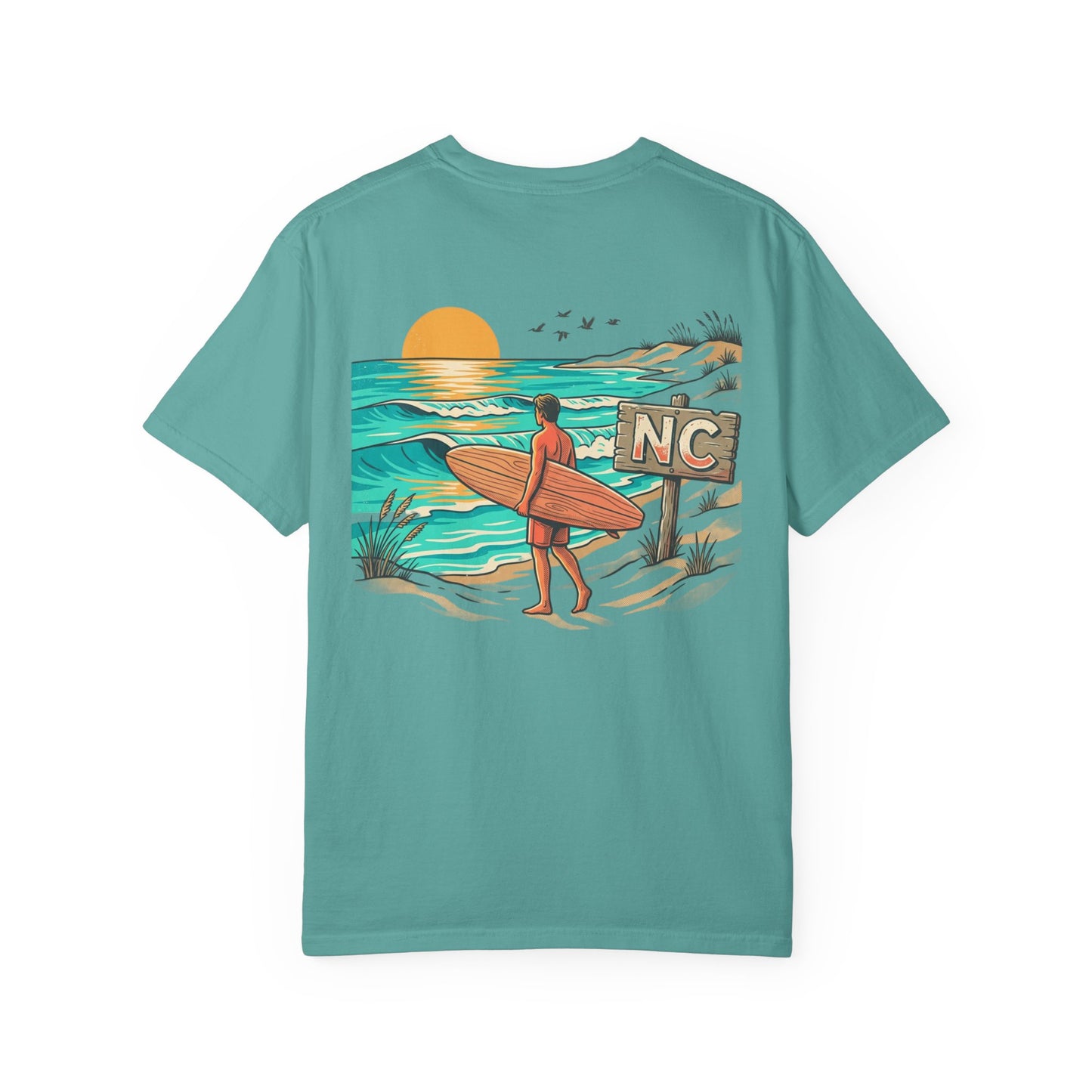 Surfboard Sunset Garment-Dyed T-Shirt — Coastal Surf Graphic Tee
