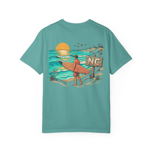 Surfboard Sunset Garment-Dyed T-Shirt — Coastal Surf Graphic Tee