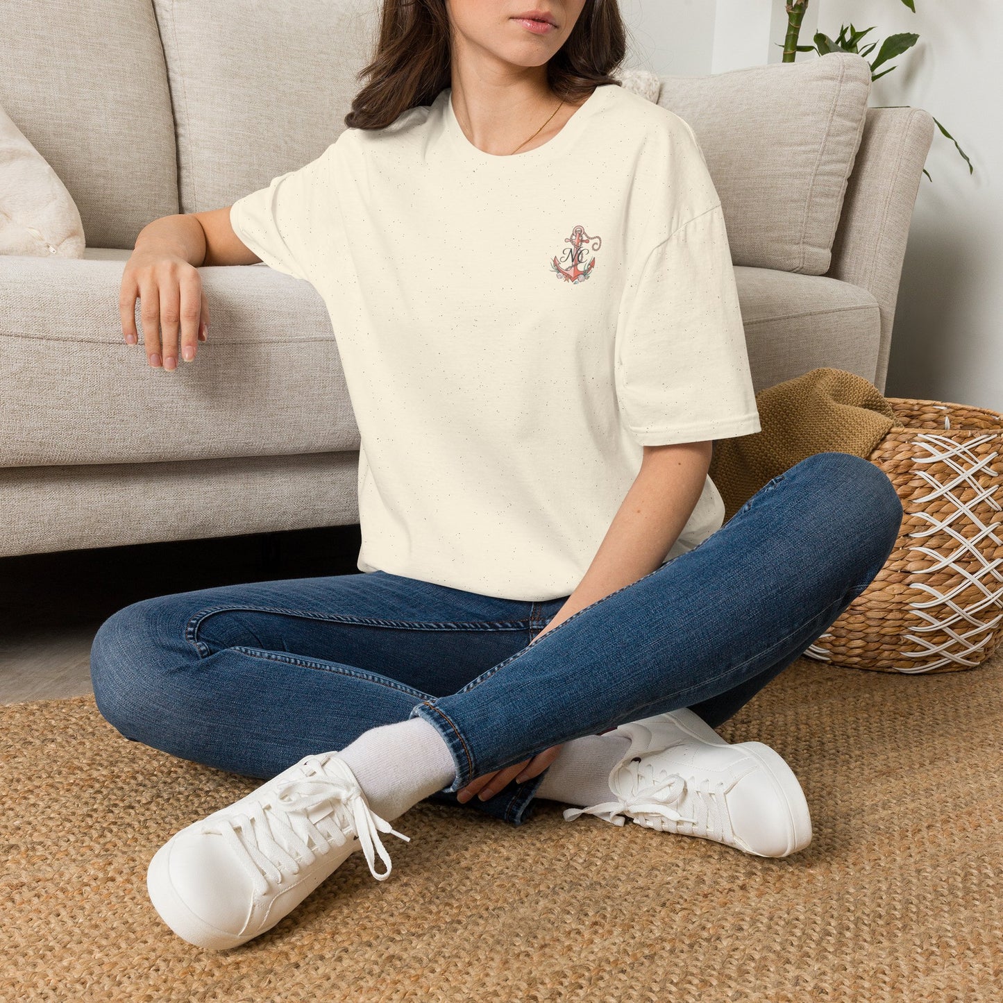 Anchor Monogram T-Shirt — Nautical Initials Beach Tee