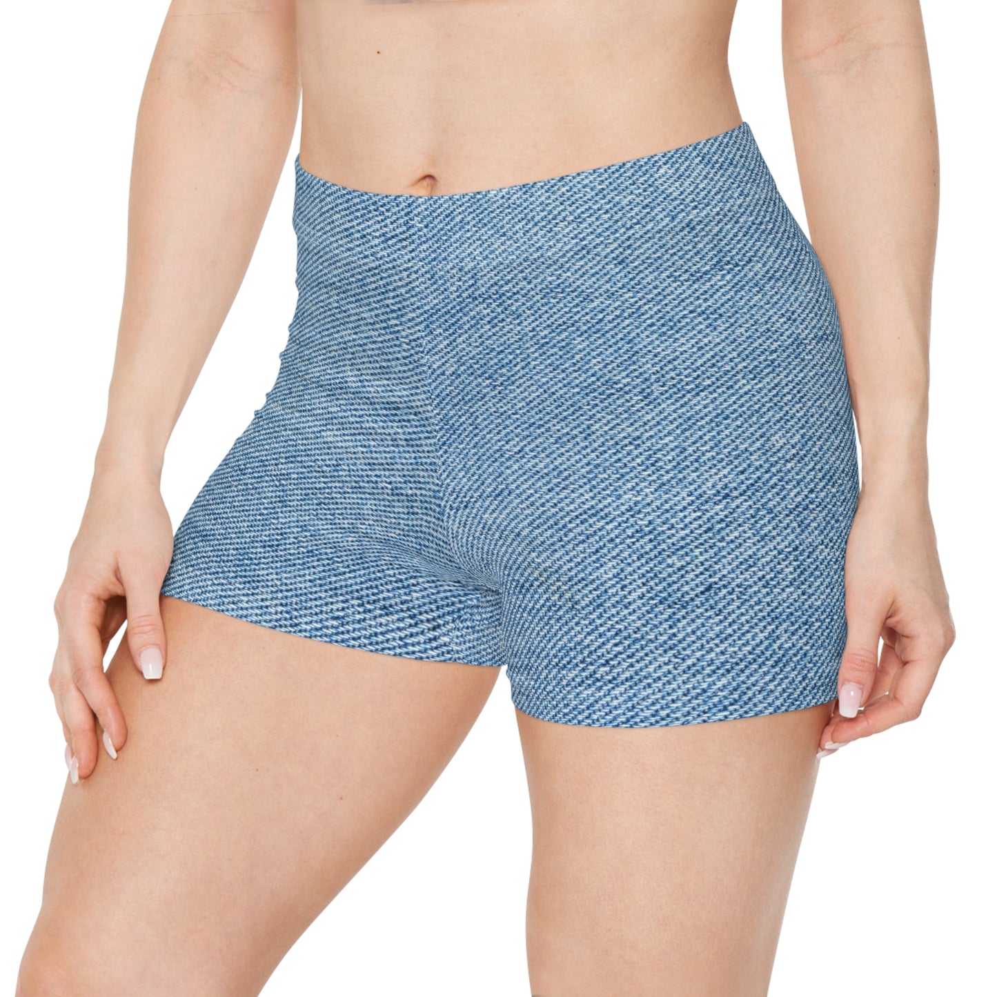 Denim Print Women's Shorts — Nautical Anchor Accent