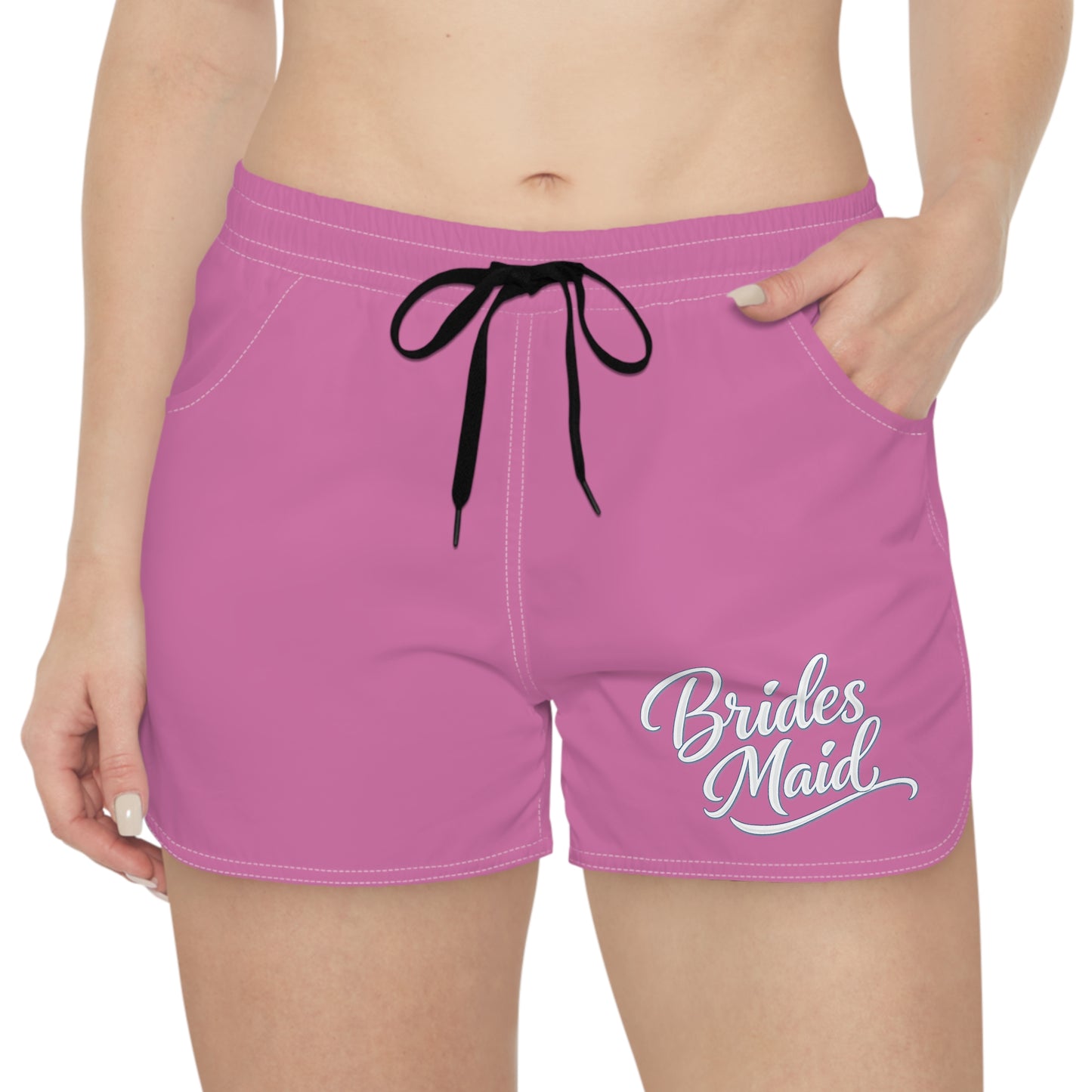 Bridesmaid Pink Lounge Shorts — 'Brides Maid' Bachelorette Party Sleepwear